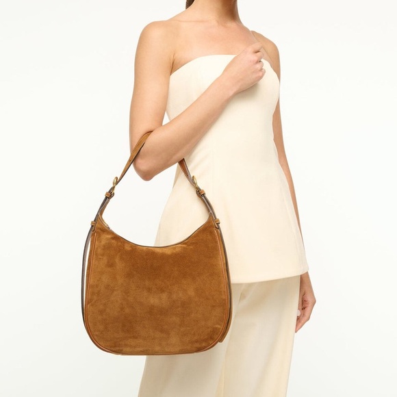Staud Pine Leather Hobo Bag in Tan Suede - Picture 3 of 16